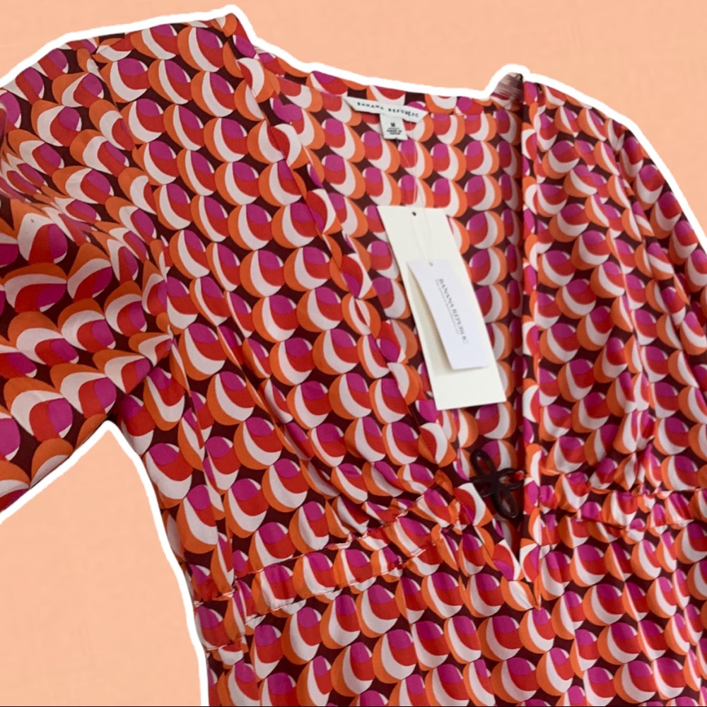 70s Print Silk Shift Dress - Picture 2 of 2